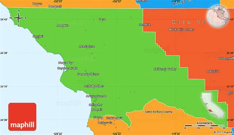 Political Simple Map of San Luis Obispo County