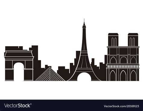 Paris cityscape silhouette Royalty Free Vector Image