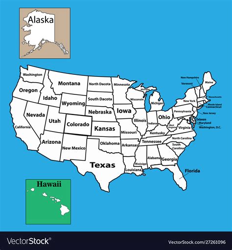 Usa map with federal states all states separated Vector Image