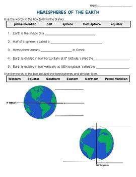 Geography: Hemispheres of the Earth | Social studies worksheets, Geography worksheets, Social ...