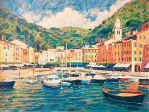 Michael Bowman Paintings - Portofino, Italy - White Space Art