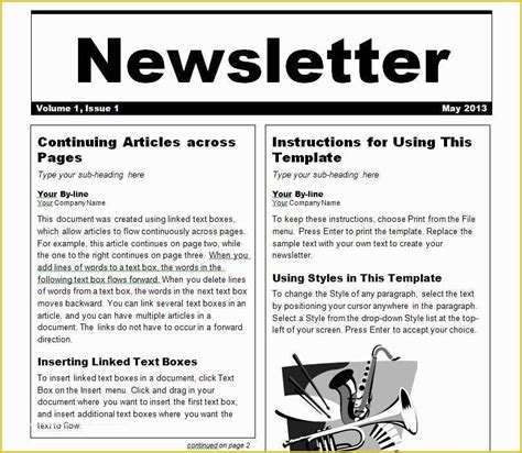 Word Document Newsletter Templates Free Of Word Document Newsletter ...