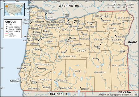 Stock Illustration - Map of the state of Oregon showing counties and ...