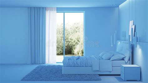 Modern House Interior. Blue Interior Stock Illustration - Illustration ...