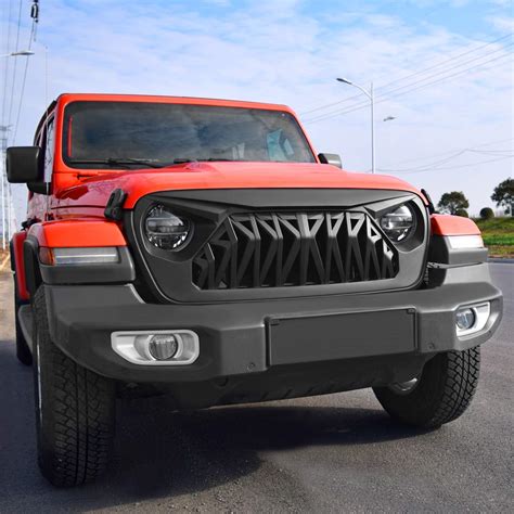 Front Shark Grill Grille for Jeep Wrangler JL Gladiator JT Matte Black ...