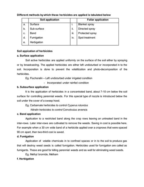 Herbicide Classification and Formulations