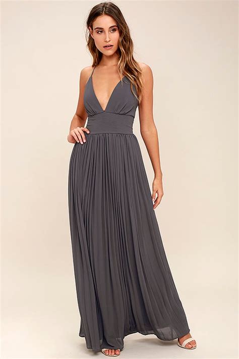 Stunning Slate Grey Dress - Pleated Maxi Dress - Grey Gown - $78.00 - Lulus