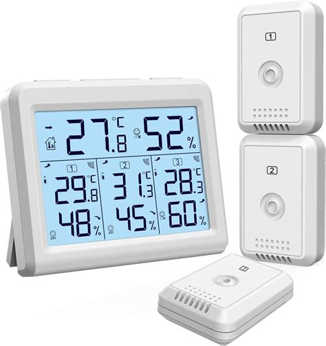 ORIA Indoor Outdoor Thermometer, Digital Hygrometer Thermometer with 3 ...