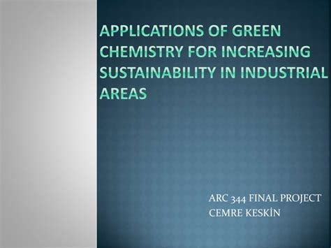 Applications of green chemistry | PPT