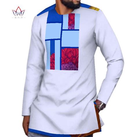 Dashiki Men Top Shirt Bazin Riche African Men Clothes 100% Cotton Print Patchwork Top Sh ...