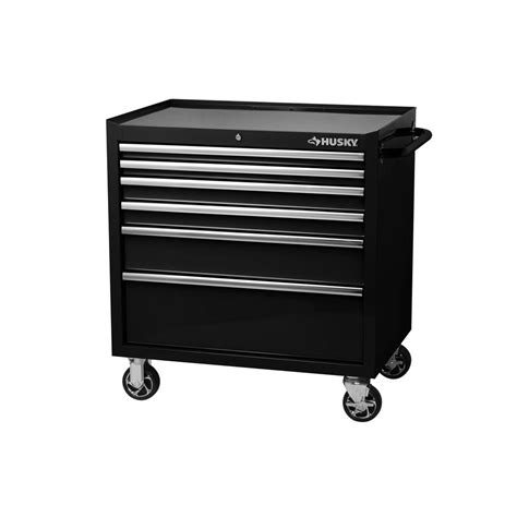 Husky 36 in. W x 24.5 in. D 6-Drawer Rolling Cabinet Tool Chest in Black-H36TR6XD - The Home Depot