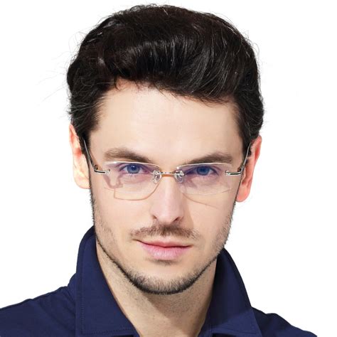 2019 Blue Light Blocking Glasses Men's and Women's frameless glasses radiation high quality ...