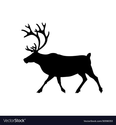 Silhouette a running reindeer Royalty Free Vector Image