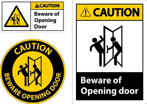 Caution Beware Opening Door Sign On White Background 15292687 Vector Art at Vecteezy