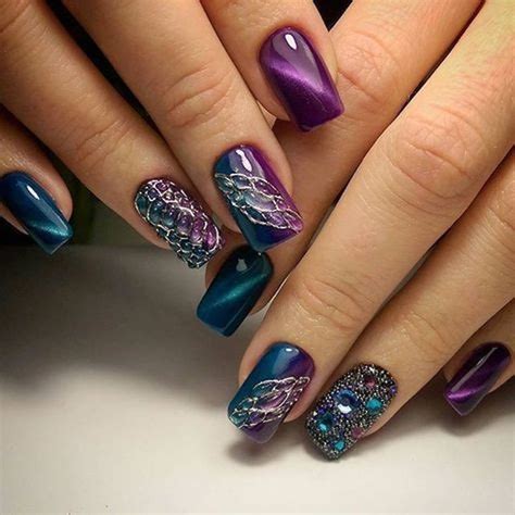 They add a little bit more brightness to manicures already shining with glitter. | Purple nail ...