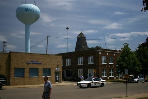 Bad Axe, Michigan | Town water tower, police station, and ai… | Flickr