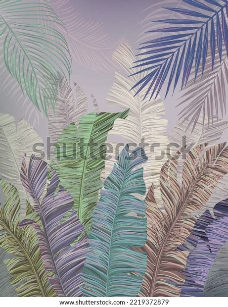 Tropical Vector Wallpaper Banana Leaves Colorful Stock Vector (Royalty ...