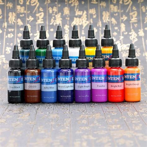 Encres de tatouage 14 couleurs 30ml / bouteille Encres pigmentées Tatto définies pour le kit art ...