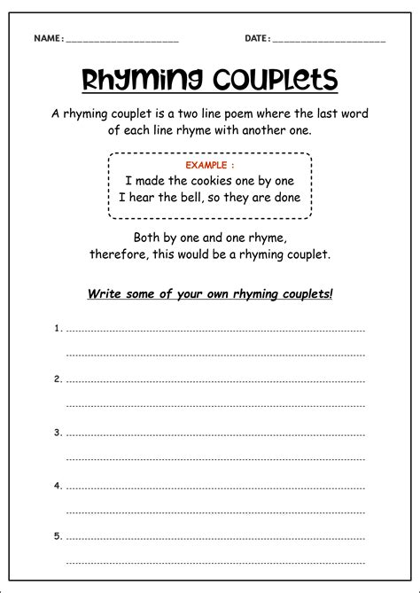 14 Best Images of Worksheets Writing Couplets - Heroic Couplet Poem Example, Writing Couplets ...