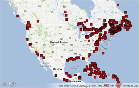 East Coast Lighthouses Map