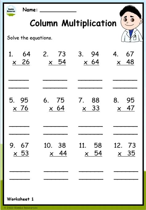 Multiplication Worksheets Grade 4 With Answers