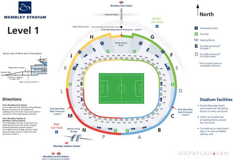 Wembley Stadium seating plan - Level 1 entrance gates official map