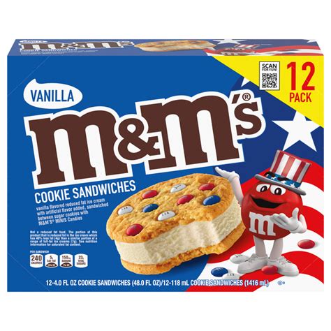 Save on M&M's Ice Cream Cookie Sandwiches Vanilla - 12 ct Order Online Delivery | GIANT