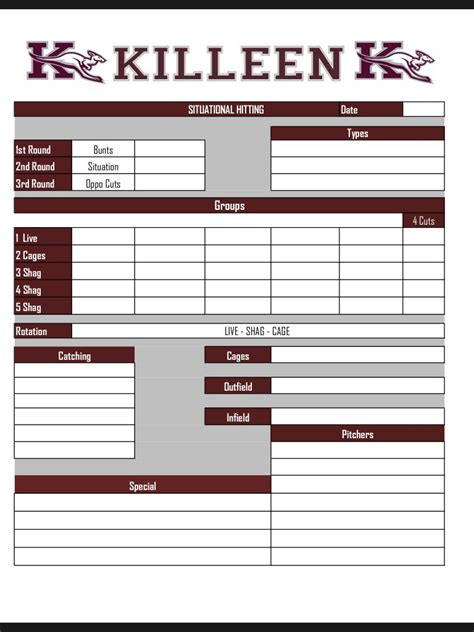 Softball Hitting Charts Printable