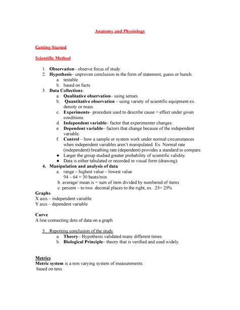 Anatomy and Physiology. Lab #1 - Anatomy and Physiology Getting Started Scientific Method - Studocu