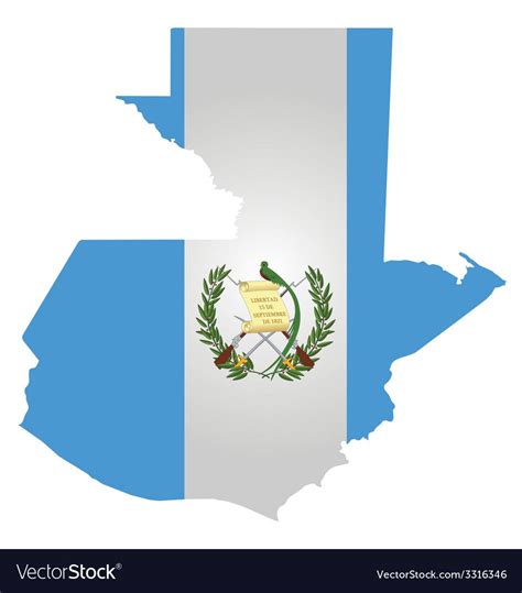 Flag of the Republic of Guatemala overlaid on outline map isolated on ...