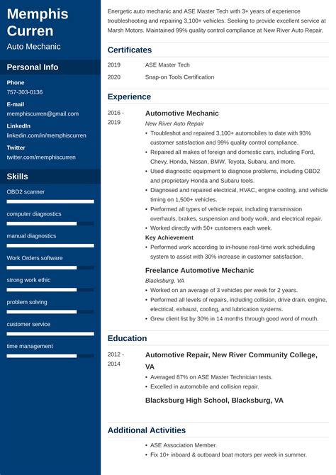 Mechanic Resume—Examples and Tips (+Skills & Objective)