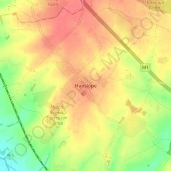 Hanslope topographic map, elevation, terrain