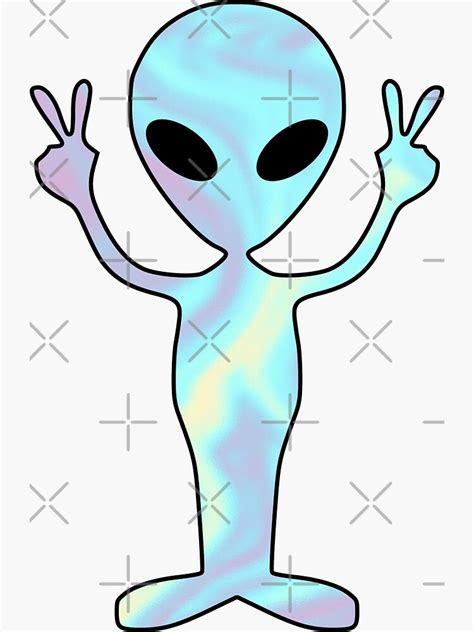 "Holographic Alien Peace Sign" Sticker by SweetLog | Redbubble