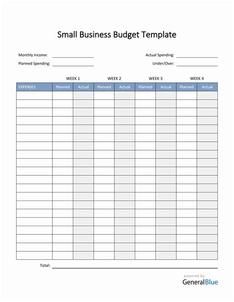 Small Business Budget Template in PDF (Basic)