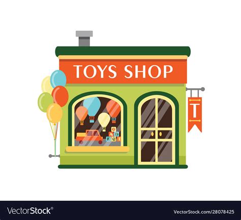 Toys shop flat kids store Royalty Free Vector Image