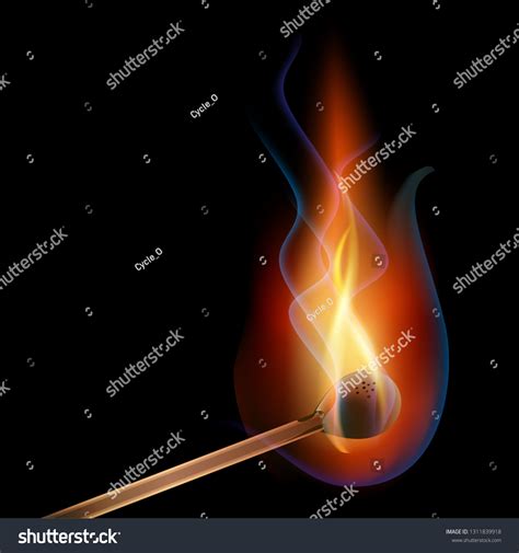 Realistic Burning Match Match Fire Vector Stock Vector (Royalty Free ...