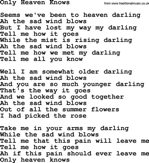 Joan Baez song - Only Heaven Knows, lyrics