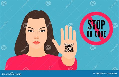No Qr Code Woman Doing Stop Sign with Palm Vector Stock Vector - Illustration of gesture ...