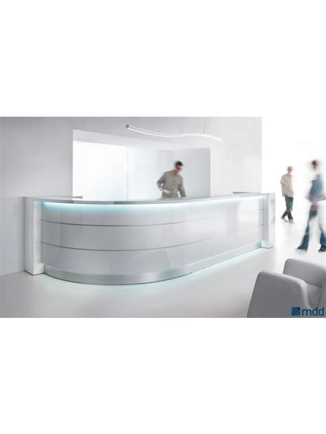 VALDE Curved Reception Desk, High Gloss White | Curved reception desk ...