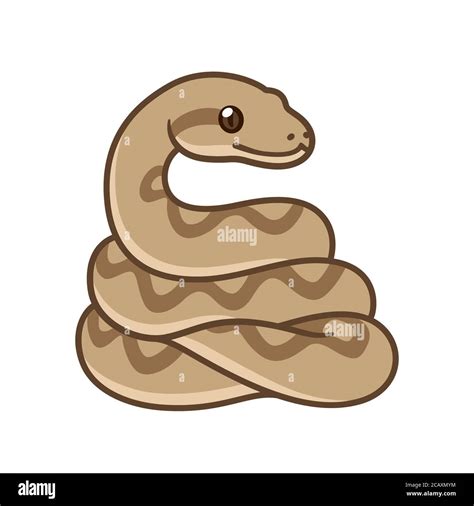 Cute cartoon snake drawing. Brown ball python or boa constrictor. Isolated vector clip art ...