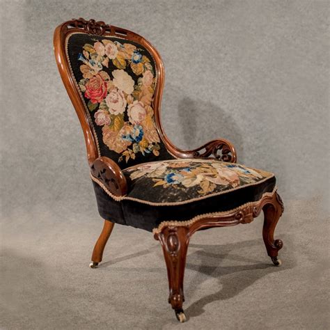 Antique Walnut Spoon Back Armchair Chair Needlepoint Tapestry Victorian C1840 | 456339 ...