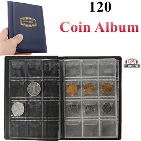 120 Pockets Coin Album Book for Money Penny Collection Storage Collectors Collecting Storage 10 ...