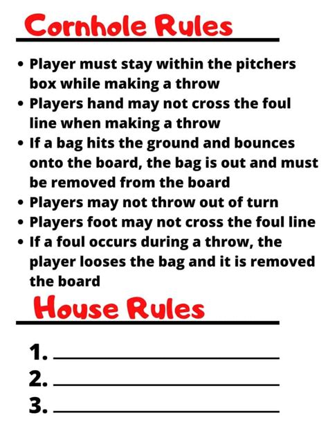 Corn Hole Rules Printable - Printable World Holiday