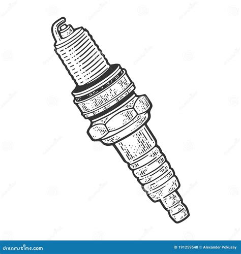 Spark Plug Sketch Vector Illustration Stock Vector - Illustration of engraved, drawing: 191259548