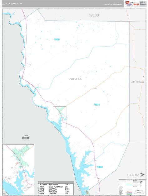 Zapata County, TX Wall Map Premium Style by MarketMAPS - MapSales.com