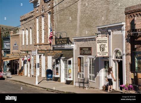 Store fronts at Wallace Street in ghost town of Virginia City, Montana ...