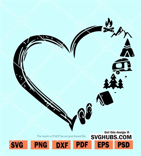 Camping Heart SVG, Heart Camp SVG, Camping decal SVG