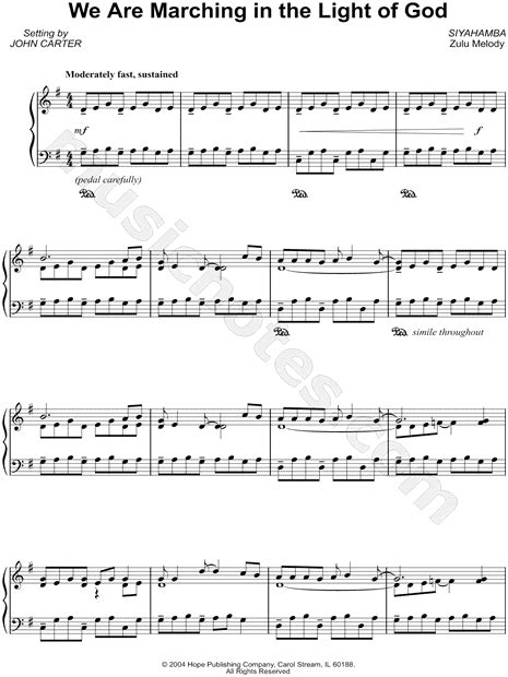 John Carter "We Are Marching in the Light of God" Sheet Music (Piano Solo) in G Major - Download ...