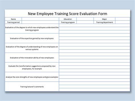 EXCEL of New Employee Training Score Evaluation Form.xls | WPS Free ...