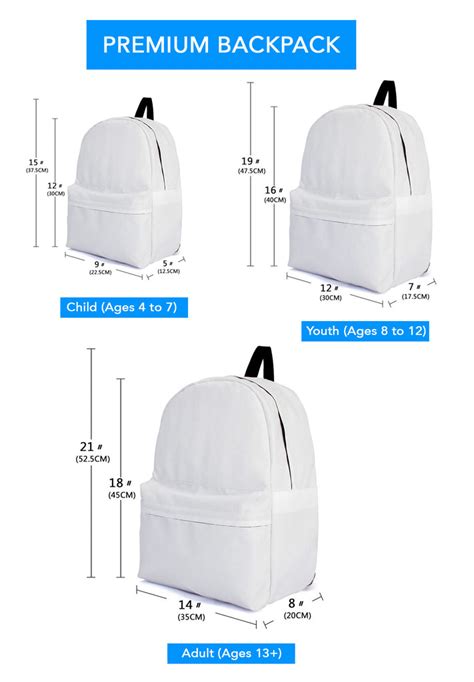 Backpacks Size Guide - Your Amazing Design